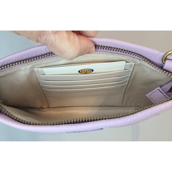 FOSSIL Lavender Pebbled Leather Convertible MIMI Crossbody Clutch Bag NWT Capsul - Picture 4 of 11